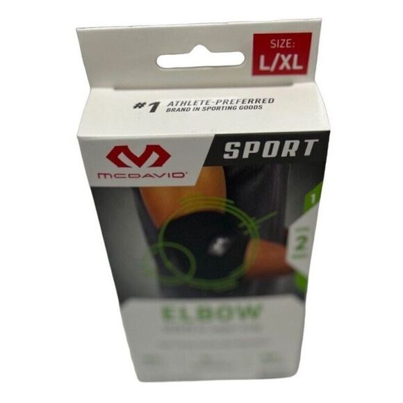 BRAND NEW McDavid Sport Elbow Compression Knit Sleeve w/Support Strap L/XL BLACK - Picture 3 of 6